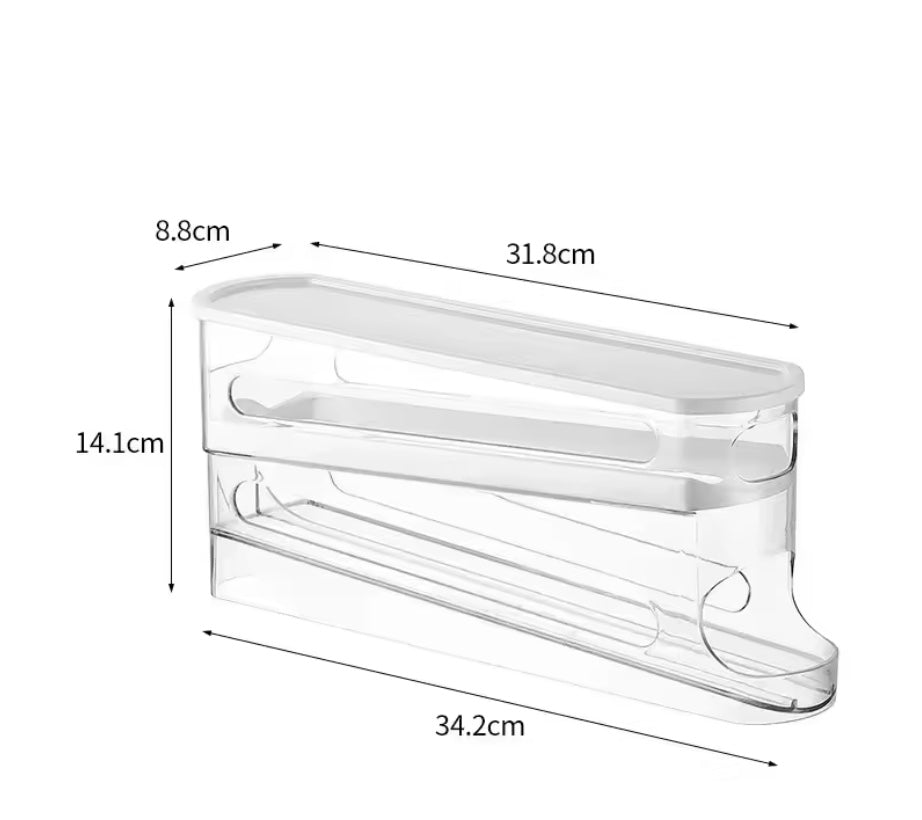 2-Tier Rolling Egg Dispenser for Refrigerator – White