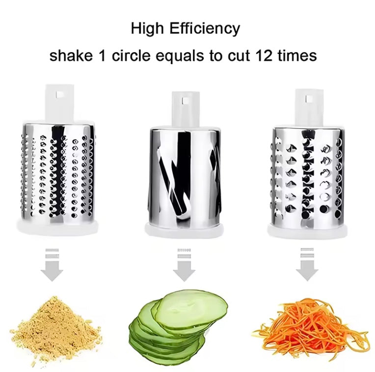 3-in-1 Rotary Drum Grater - Multifunctional Vegetable Slicer & Cheese Shredder