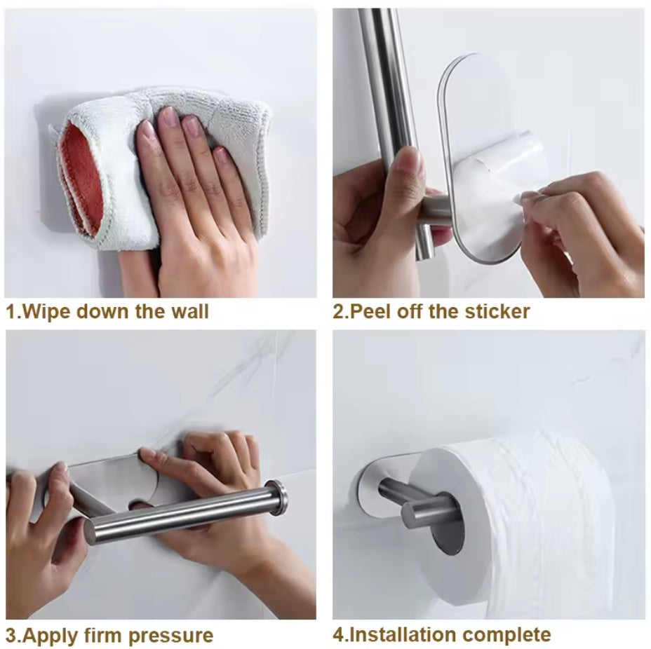 No-Drill Stainless Steel Towel Holder