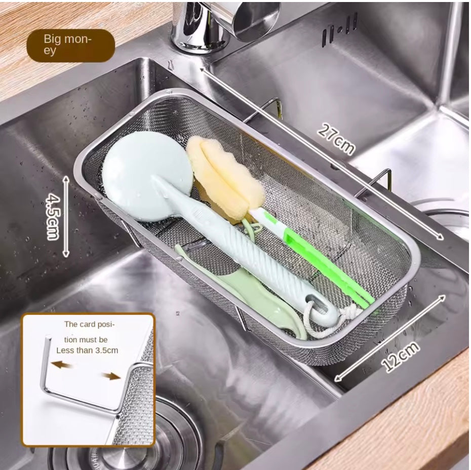 Stainless Steel Hanging Sink Drain Basket & Storage Rack
