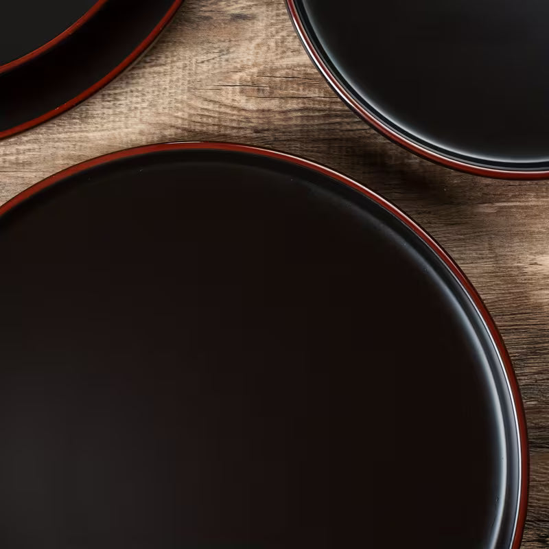 RICHMOUNT 12-Piece Matte Black Stoneware Dinnerware Set